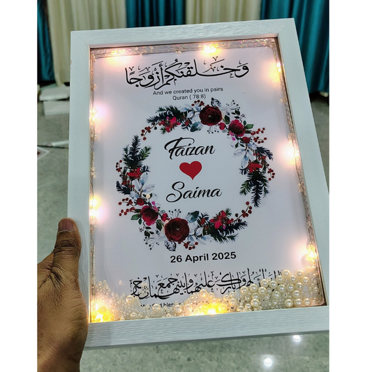 Personalised Nikah LED Frame | Elegant Lights Decor