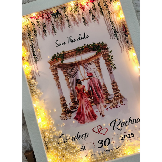 Personalised Wedding LED Frame | Photo, Text & Pearl Lights