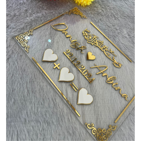 Custom Wedding Thumb Board | Elegant Gold Acrylic Nikah Keepsake