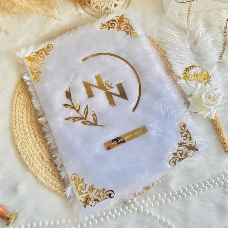 Trendy White Farr Nikah Nama + Qubool Hain Pen