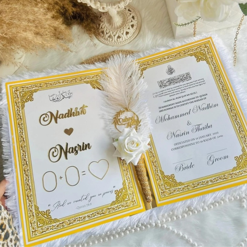 Trendy White Farr Nikah Nama + Qubool Hain Pen