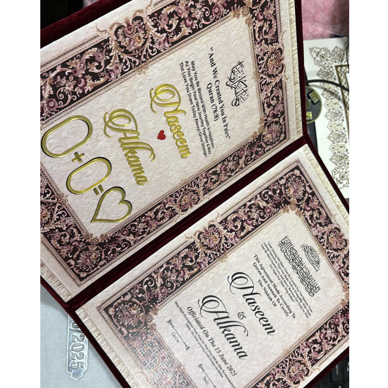 Trendy Customised Nikah Nama File