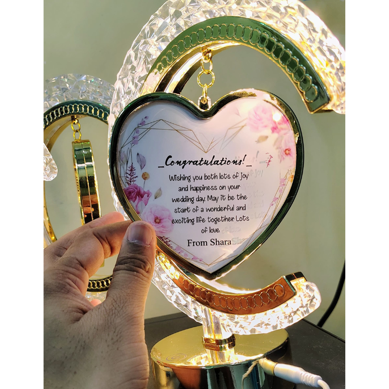 Customized LED Moon Heart Lamp – Personal Photo & Text | Perfect Gift for Wedding & Birthday