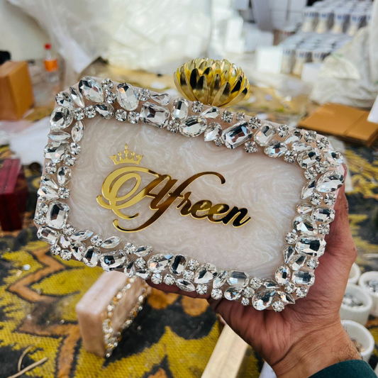 Elegant Personalised Resin Clutch | Custom Name Bridal Purse