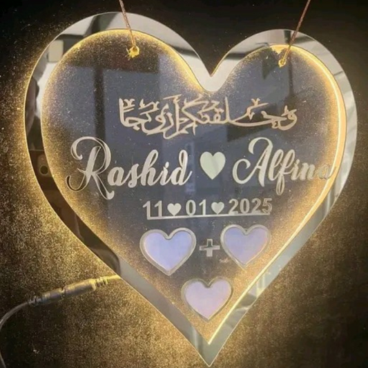 LED Heart Thumb Board | Custom Gold Acrylic Wedding Keepsake
