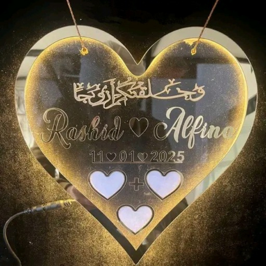 LED Heart Thumb Board | Custom Gold Acrylic Wedding Keepsake