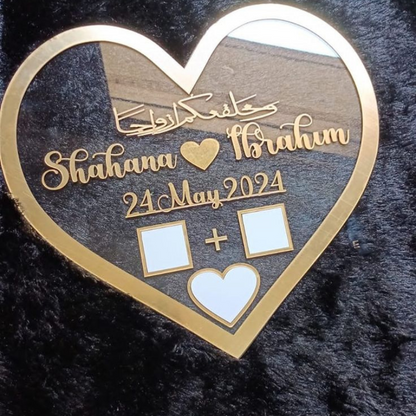 Trendy Personalised Heart Thumb Impression Board | Gold Acrylic Wedding & Wedding Keepsake