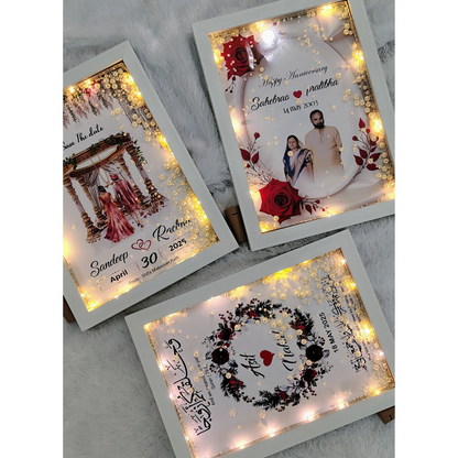 Personalised Wedding LED Frame | Photo, Text & Pearl Lights