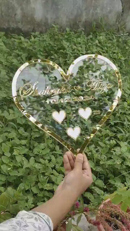 Trendy Personalised Heart Thumb Impression Board | Gold Acrylic Wedding & Wedding Keepsake