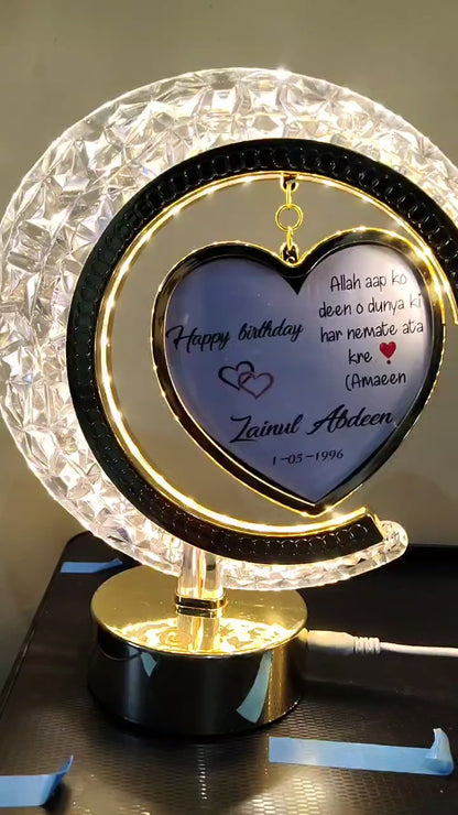 Customized LED Moon Heart Lamp – Personal Photo & Text | Perfect Gift for Wedding & Birthday